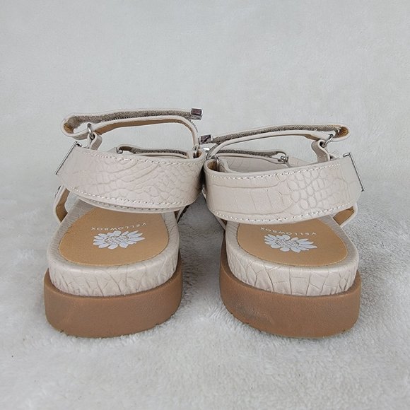 Yellow Box Weston Beige Adjustable Strappy Croc Vegan Leather Sandals Size 7.5M - Picture 4 of 8